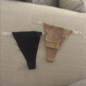 Black and Tan Thongs with Clear Straps